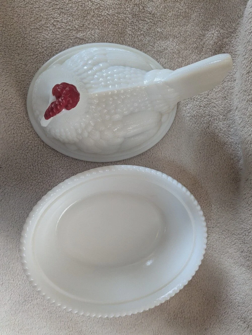 Westmoreland Vintage Chicken/Hen White Milk Glass Serving Dishes
